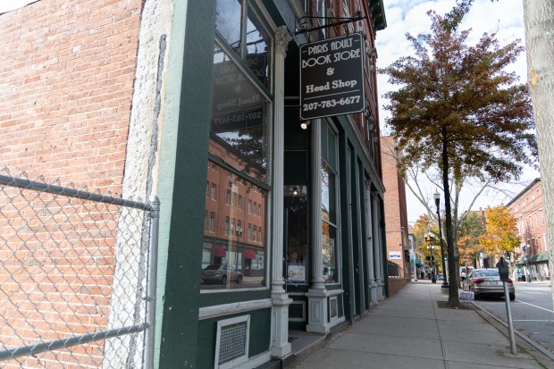 The Paris Adult Bookstore and Head Shop on Lisbon Street in Lewiston, Maine. Pictured on Friday, Oct. 27, 2023. (Chris Van Buskirk/MediaNewsGroup/Boston Herald)