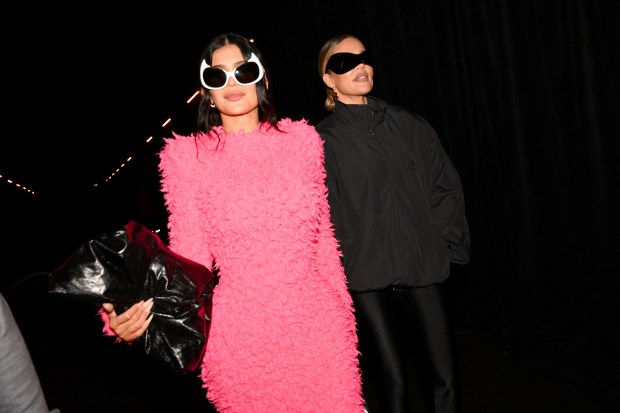 Kylie Jenner and Khloe Kardashian at Paris Fashion Week.