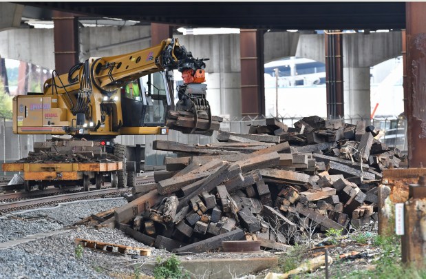 BOSTON, MA - SEPTEMBER 13: Work progresses on the Orange Line at Community College Station September 13, 2022 in BOSTON, Massachusetts. (Staff Photo By Chris Christo/MediaNews Group/Boston Herald)