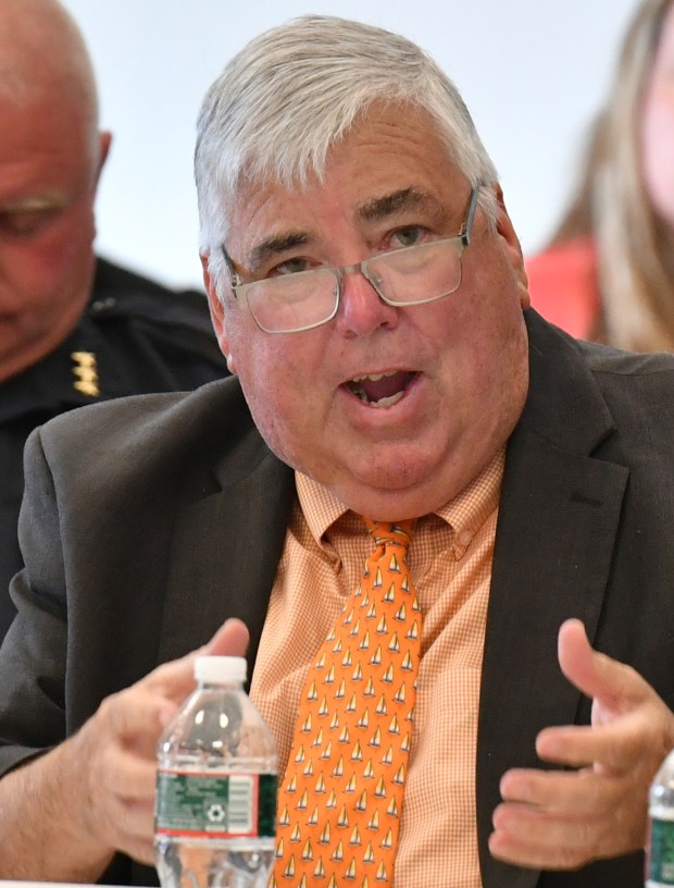 Norfolk County District Attorney Michael W. Morrissey speaks during a Safer Communities Initiative Roundtable held at the Boys and Girls Club of Worcester.(Staff Photo Chris Christo/Boston Herald)